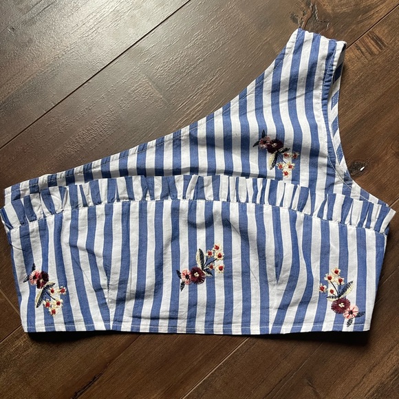 Tularosa Oleana One Shoulder Crop Top striped S - Picture 4 of 5